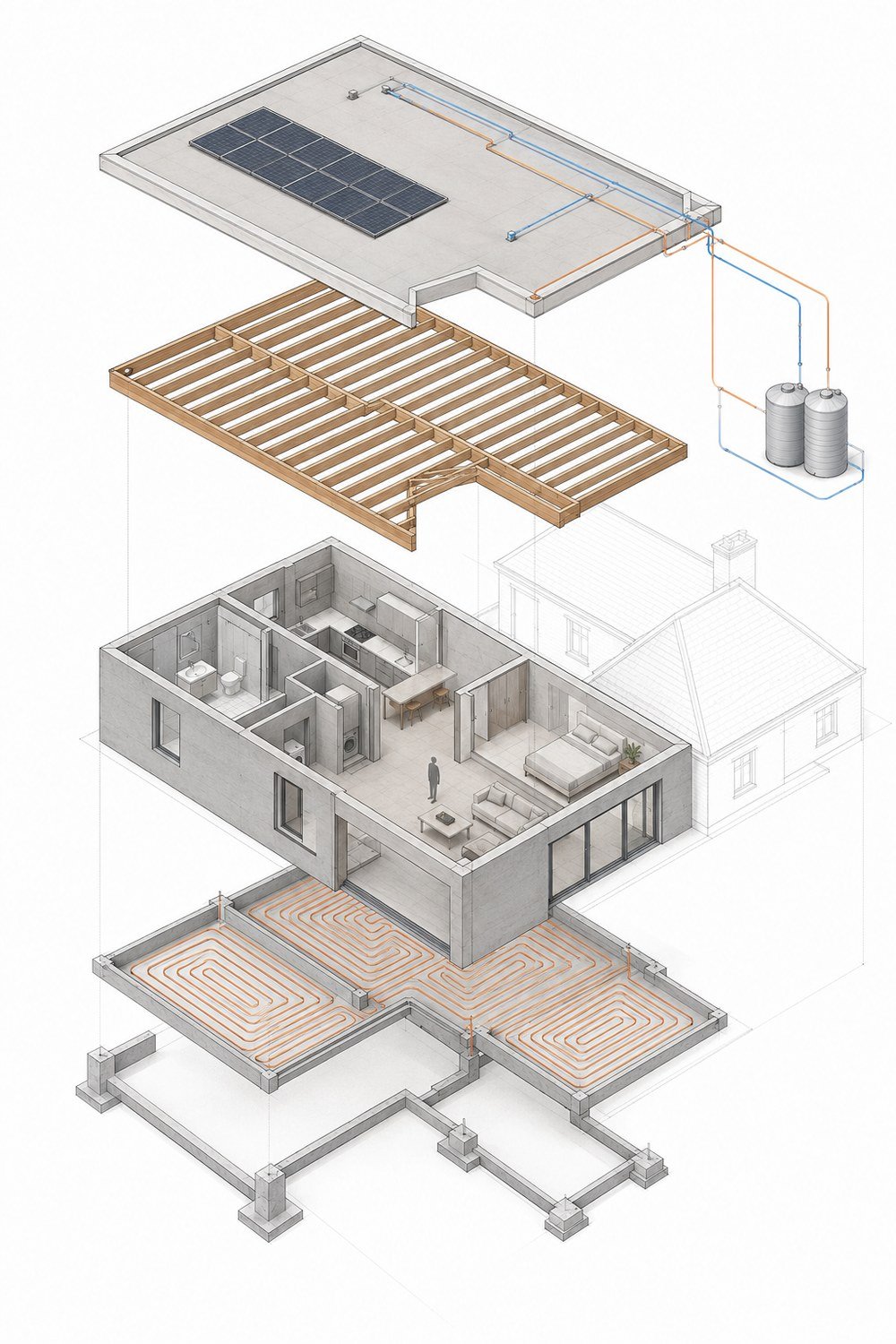 Coupe axonométrique d'un projet — AH Architechture